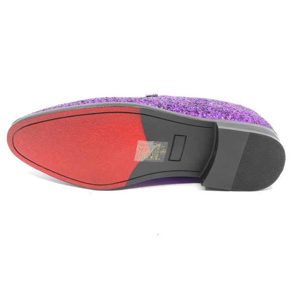 Purple Glitter Men\'s Vintage Designer Classic Smoking Dress Tuxedo Loafers Shoes main image 4